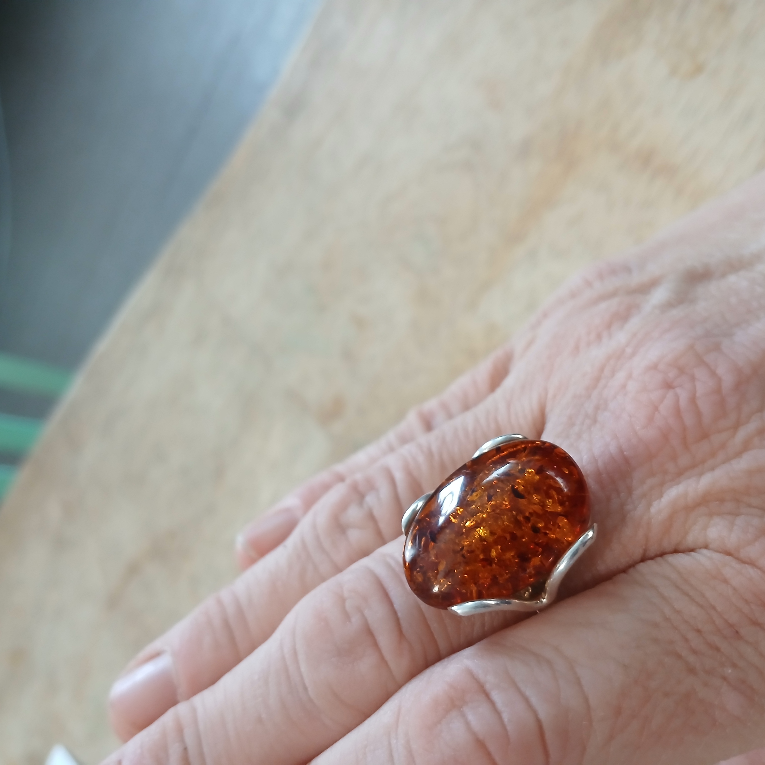 Bold Orange Silver Statement Ring